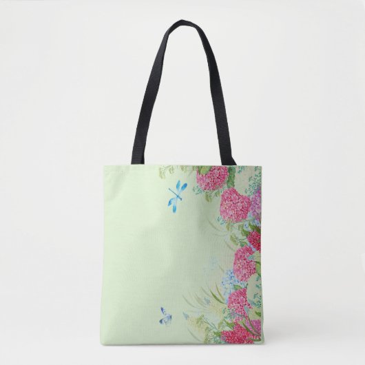 Hydrangea Side Border Tote Bag Tasche (Vorderseite)