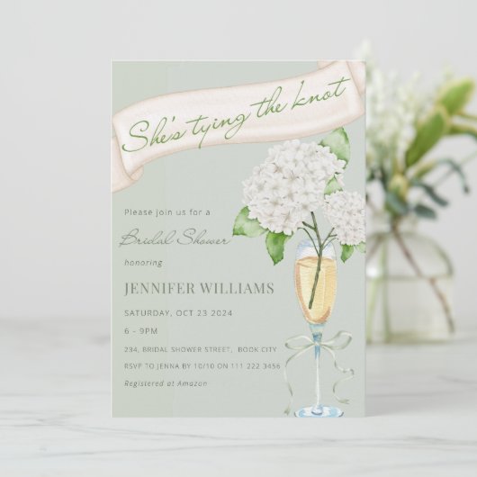 Hydrangea Sie bindet das Brautparty der Weisen Einladung (Stehend Vorderseite)