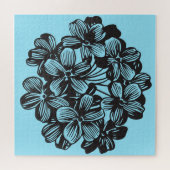 Hydrangea Sky Blue Botanic Blume Floral Puzzle (Horizontal)