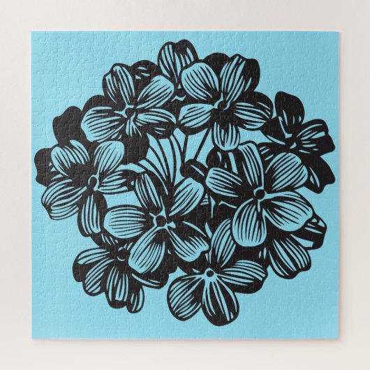 Hydrangea Sky Blue Botanic Blume Floral Puzzle (Vertikal)