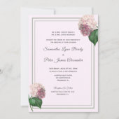 Hydrangea-Sommerblüten, rosa, grün, Hochzeit in Einladung (Vorderseite)