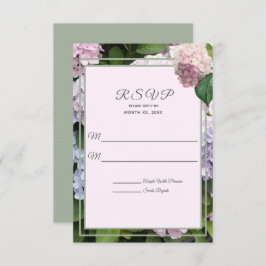 Hydrangea-Sommerblüten, rosa, grün, Hochzeit RSVP Karte