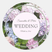 Hydrangea-Sommerblüten, rosa, grün, Hochzeit Runder Aufkleber (Vorderseite)