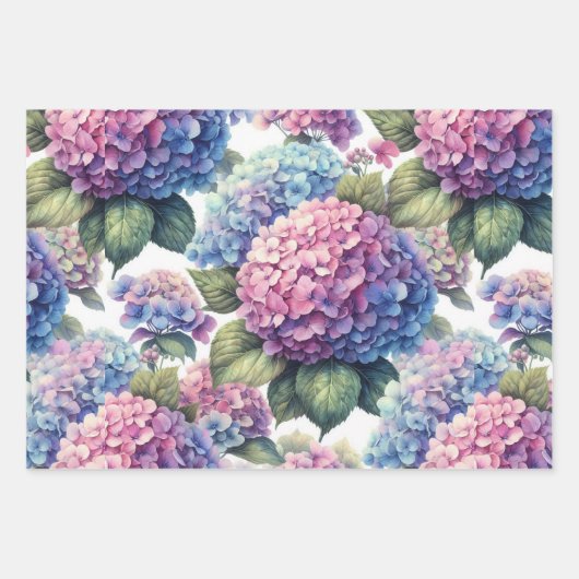 Hydrangea Sommergarten Blume Blumengarten Geschenkpapier Set (Vorderseite)