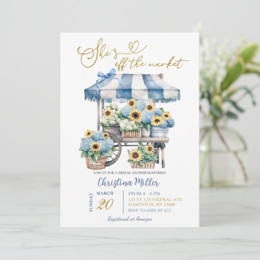 Hydrangea Sonnenblume Sie ist von der Market Brida Einladung (Stehend Vorderseite)