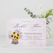 Hydrangea Sonnenblumen Flieder Vintage Brautparty- Einladung (Stehend Vorderseite)