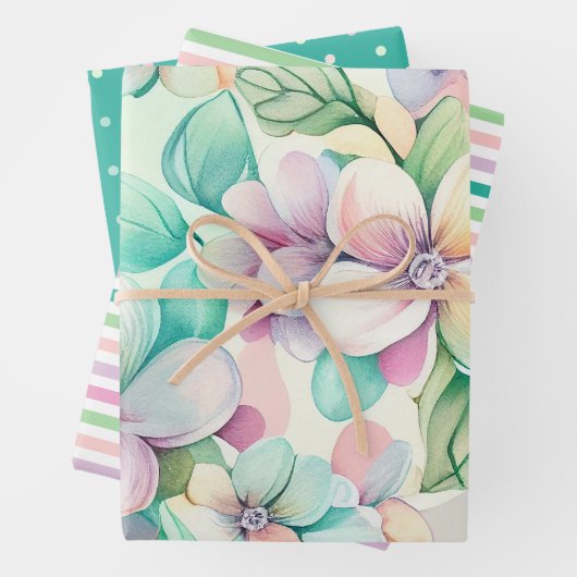 Hydrangea Spring Türkis & Pink Geschenkpapier Set (Beispiel)