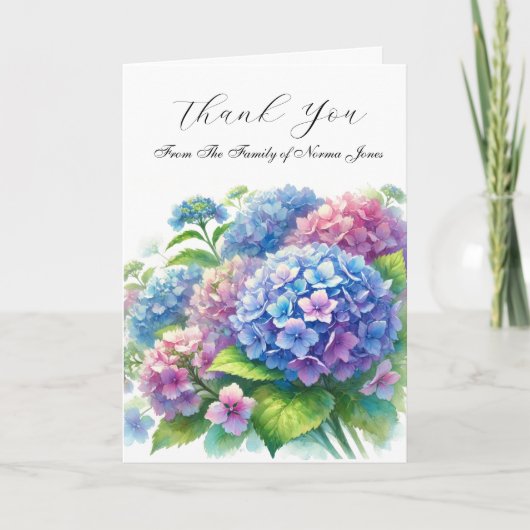 Hydrangea Sympathie Florale Beerdigung Dankeschön Dankeskarte (Vorderseite)