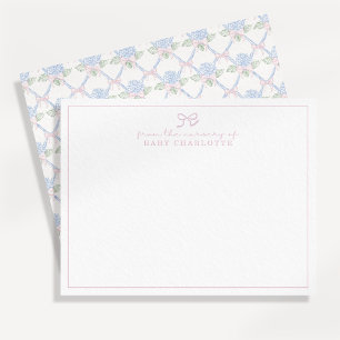 Hydrangea trellilis bow Kinderzimmer Note Card Einladung