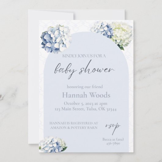 Hydrangea Trellis Babydusche Einladung (Vorderseite)