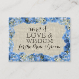 Hydrangea und Burlap Advice Cards Hinweiskarte