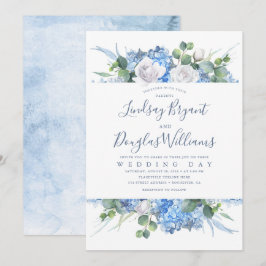 Hydrangea und Greenery Dusty Blue Floral Wedding Einladung