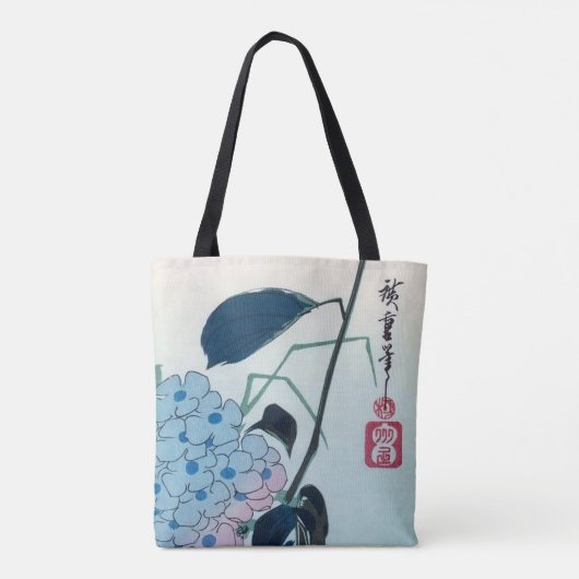 Hydrangea und Grünfinken, Hiroshige, Ukiyo-e Tasche (Rückseite)