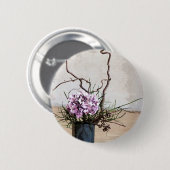 Hydrangea-und Holz-Vasen-Aquarell Button (Vorne & Hinten)
