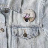 Hydrangea-und Holz-Vasen-Aquarell Button (Beispiel)