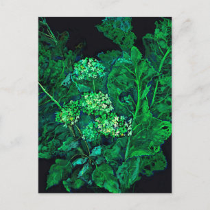 Hydrangea und Horseradish Floral Art Black & Green Feiertagspostkarte
