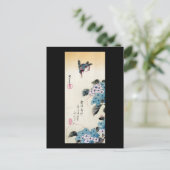 Hydrangea und Kingfisher, Ando Hiroshige Postkarte (Stehend Vorderseite)