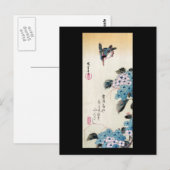 Hydrangea und Kingfisher, Ando Hiroshige Postkarte (Vorne/Hinten)