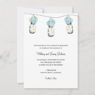 Hydrangea- und Mason-Glas-Hochzeitsempfang Einladung