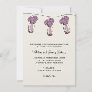 Hydrangea- und Mason-Glas-Hochzeitsempfang Einladung