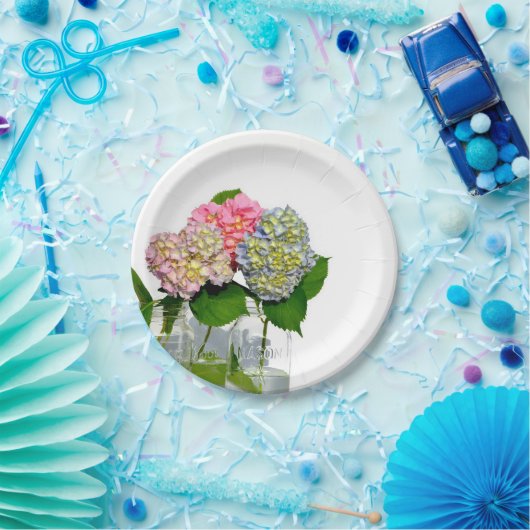 Hydrangea und Mason jar Pappteller (Party)