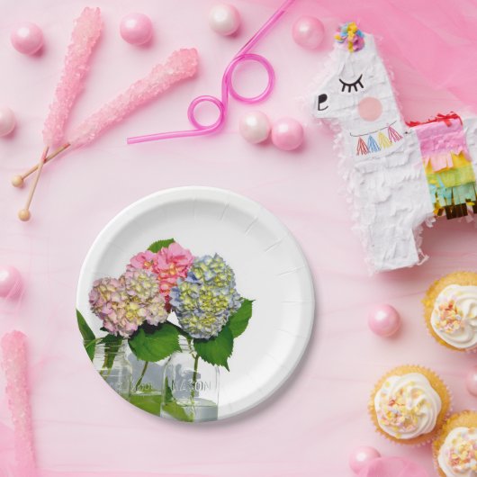 Hydrangea und Mason jar Pappteller (Party)