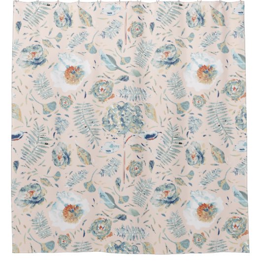 Hydrangea und Peony Floral Muster Duschvorhang (Vorderseite)