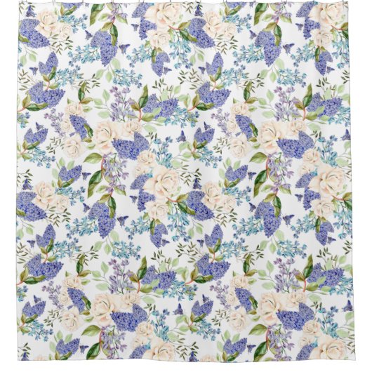 Hydrangea und Rose Blume Duschvorhang (Vorderseite)