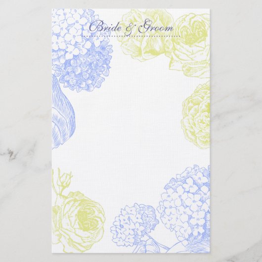 Hydrangea und Rose Hochzeitsgeschosse Briefpapier (Vorderseite)