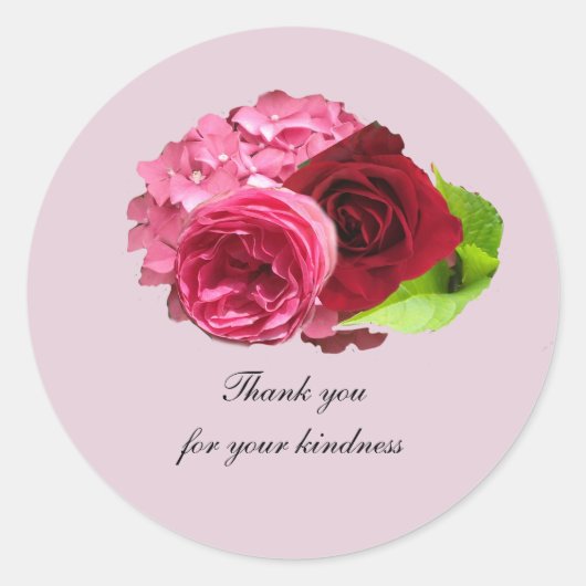 Hydrangea und Rose Vielen Dank Sticker (Vorderseite)