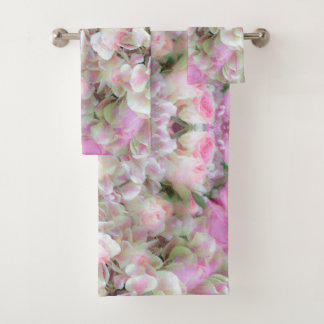 Hydrangea und Rose - Vintages Bouquet in Öl Badhandtuch Set