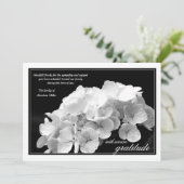 Hydrangea und Schwarzweiss-Beileid danken Ihnen Dankeskarte (Stehend Vorderseite)