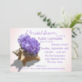 Hydrangea und Seashell Brautparty Lavender Einladung (Stehend Vorderseite)