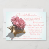 Hydrangea und Seashell Brautparty Pink Einladung (Vorderseite)