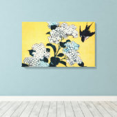 Hydrangea und Swallow, Hokusai, Ukiyo-e Leinwanddruck (Insitu (Holzboden))