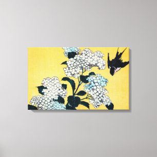 Hydrangea und Swallow, Hokusai, Ukiyo-e Leinwanddruck