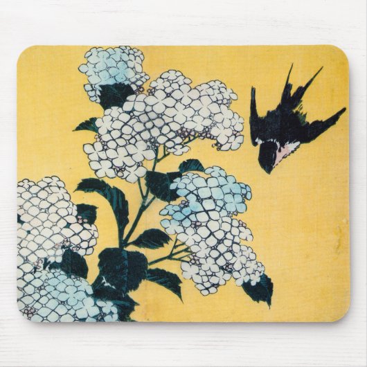 Hydrangea und Swallow, Hokusai, Ukiyo-e Mousepad (Vorne)