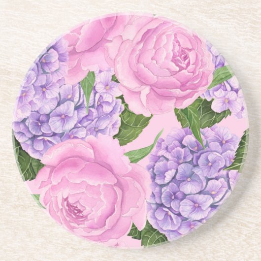 Hydrangea und Torfmuster Getränkeuntersetzer (Vorne)