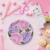 Hydrangea und Torfmuster Pappteller (Party)