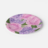 Hydrangea und Torfmuster Pappteller (Schrägansicht)