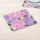 Hydrangea und Torfmuster Rechteckiger Pappuntersetzer (angewinkelt)