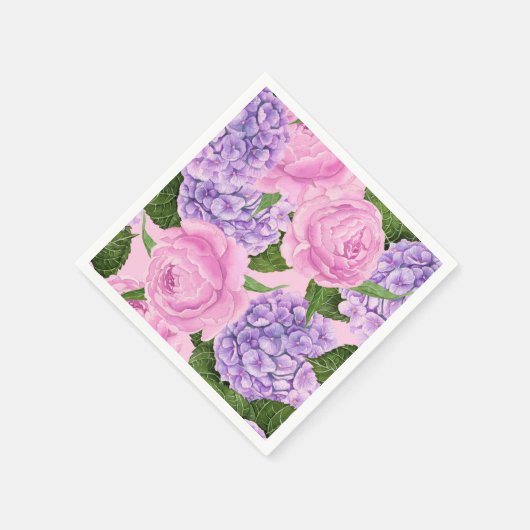 Hydrangea und Torfmuster Serviette (Ecke)