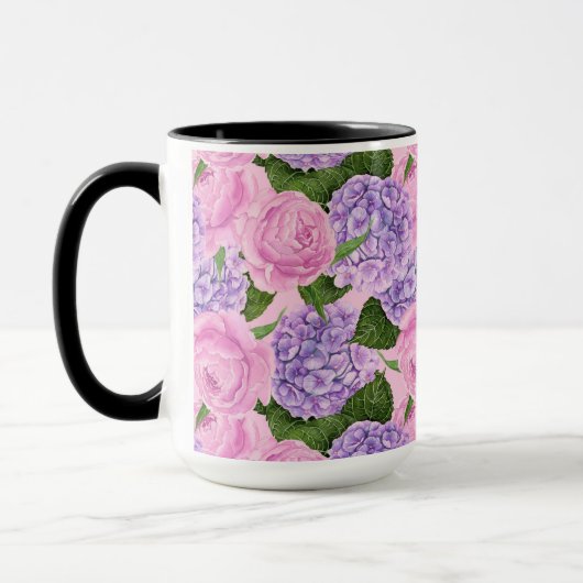 Hydrangea und Torfmuster Tasse (Links)