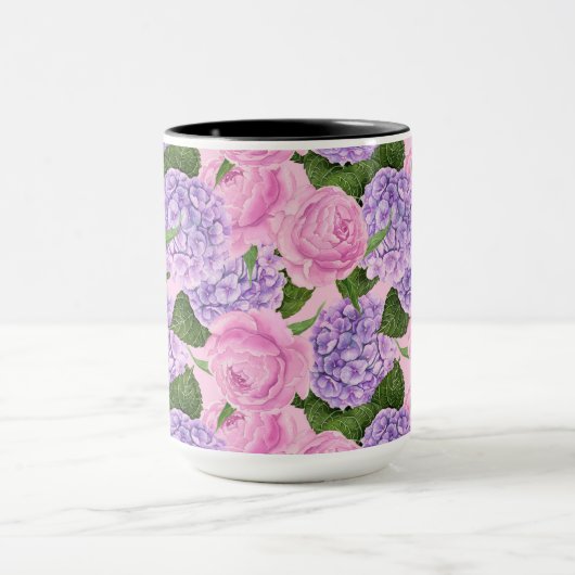 Hydrangea und Torfmuster Tasse (Zentrum)