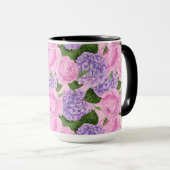 Hydrangea und Torfmuster Tasse (VorderseiteRechts)