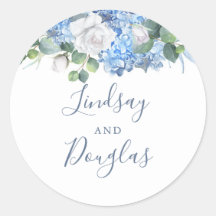 Hydrangea und weiße Blume Dusty Blue Watercolor