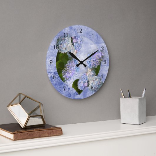 Hydrangea Wall Clock Große Wanduhr (Büro)