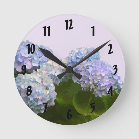 Hydrangea Wall Clock Runde Wanduhr (Vorderseite)