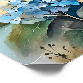 Hydrangea Wasserfarben Kunst drucken Poster (Ecke)