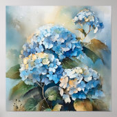 Hydrangea Wasserfarben Kunst drucken Poster (Vorne)